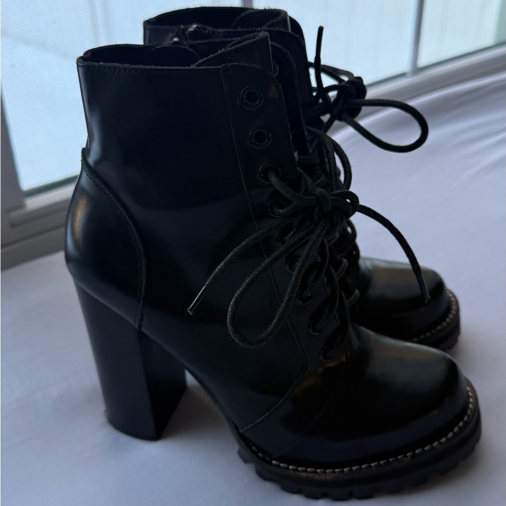 Jeffrey Campbell Legion lace-up high heel lug sole ankle boots
